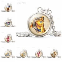egyptian ankh pharaoh pyramid snap button necklace ancient egypt culture sphinx anubis scarab goddesst glass cabochon necklace