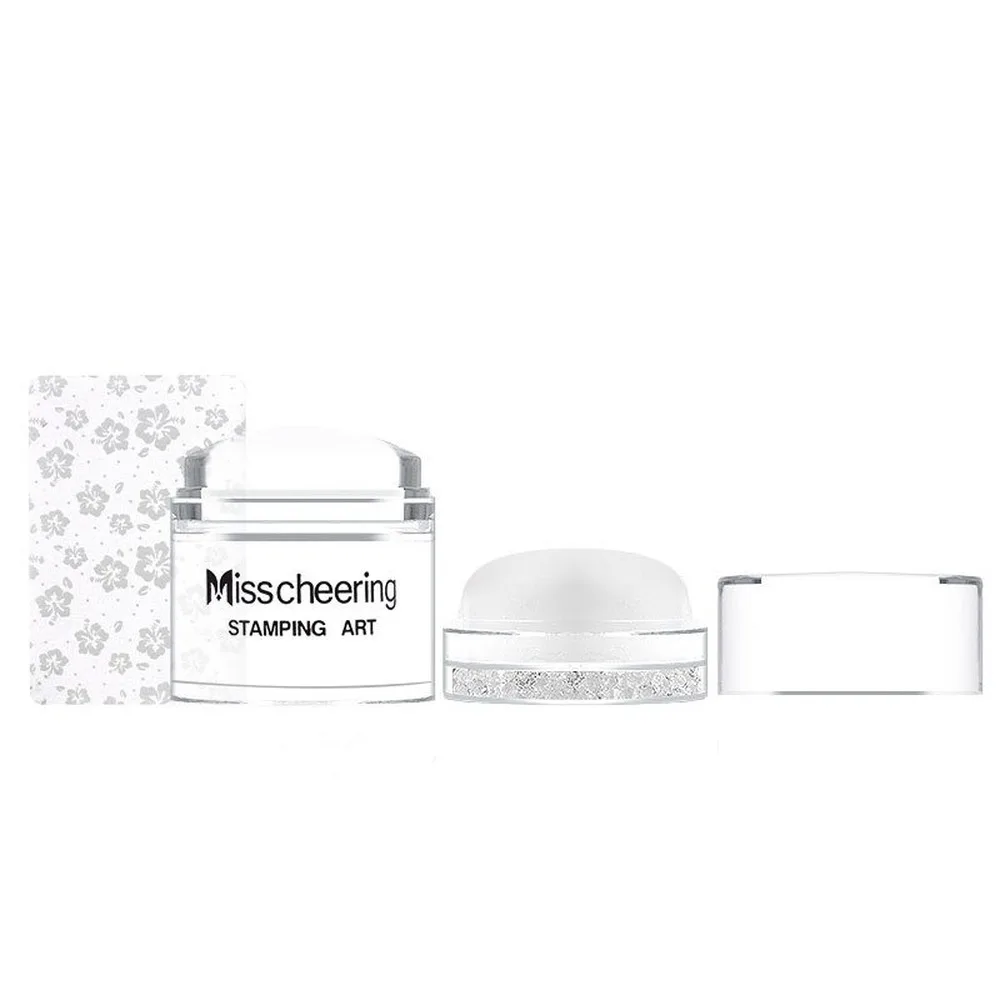 Прозрачный белый желе для дизайна ногтей стемпер со стразами силиконовый штамп