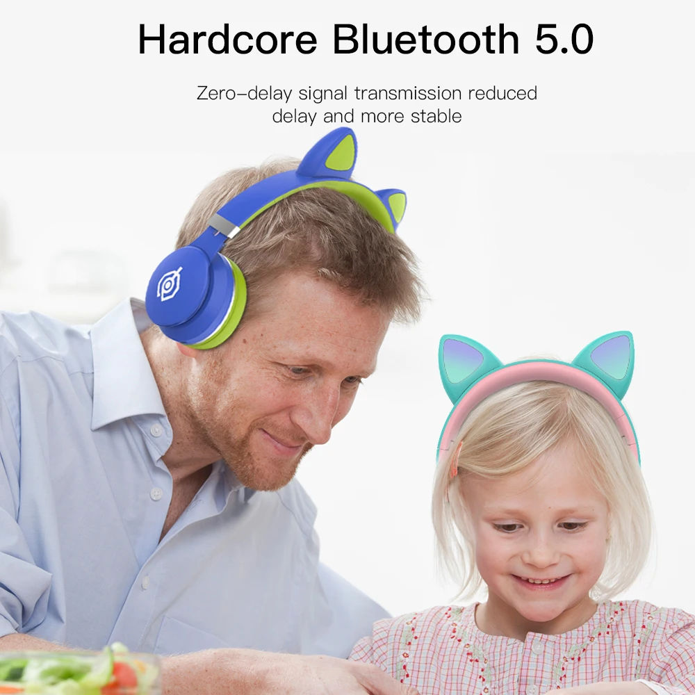 Наушники со светодиодными кошачьими ушками наушники с шумоподавлением Bluetooth 5 0