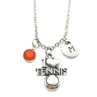 love tennis new necklace birthstone creative initial letter monogram fashion jewelry women christmas gifts accessories pendant
