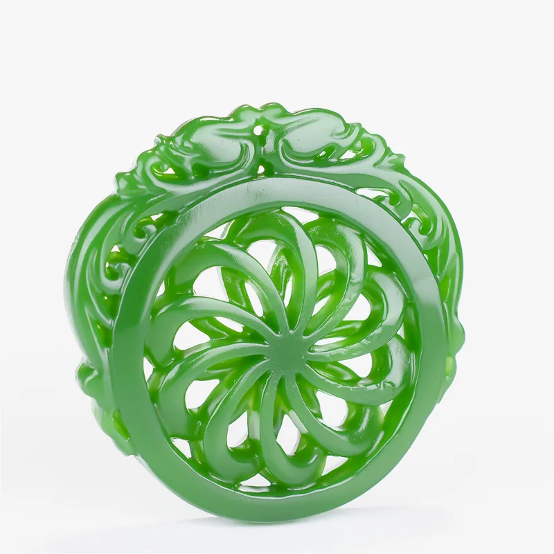 Натуральный зеленый Нефритовый дракон ветряная мельница кулон китайское