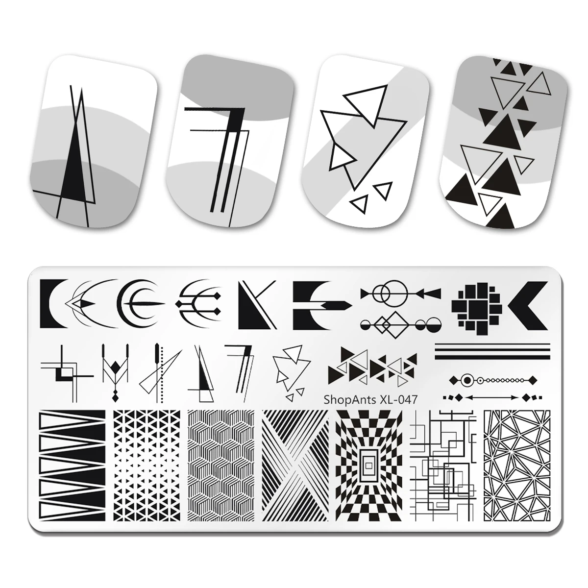 

6*12cm Nail Stamping Plates Geometric Theme Triangle Pattern Stainless Steel Stencil for Printing Nail Art Image Plate ShopA 047