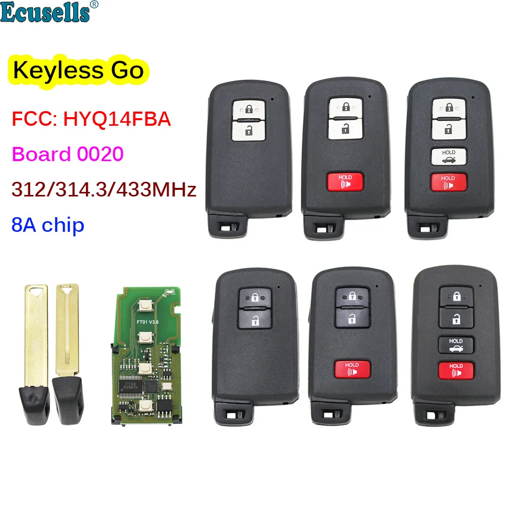 

Флуоресцентная плата 312/314, 3/433 МГц 8A без ключа для Toyota RAV4 Camry Corolla Avalon Aurion Board 0020 FCC HYQ14FBA