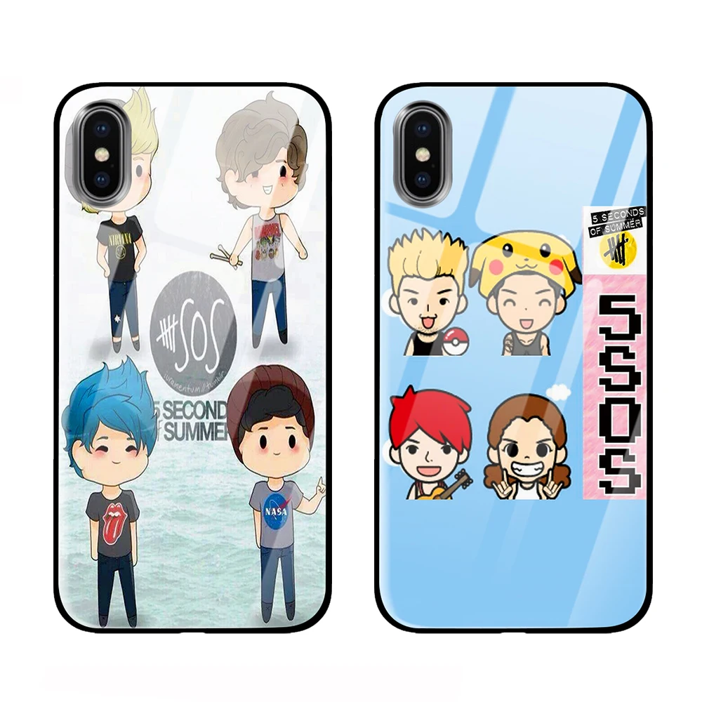 5 seconds of summer 5sos для iPhone 5S 6 6s 7 8 Plus X XS XR 11 Pro макс. закаленное стекло чехлы | Мобильные