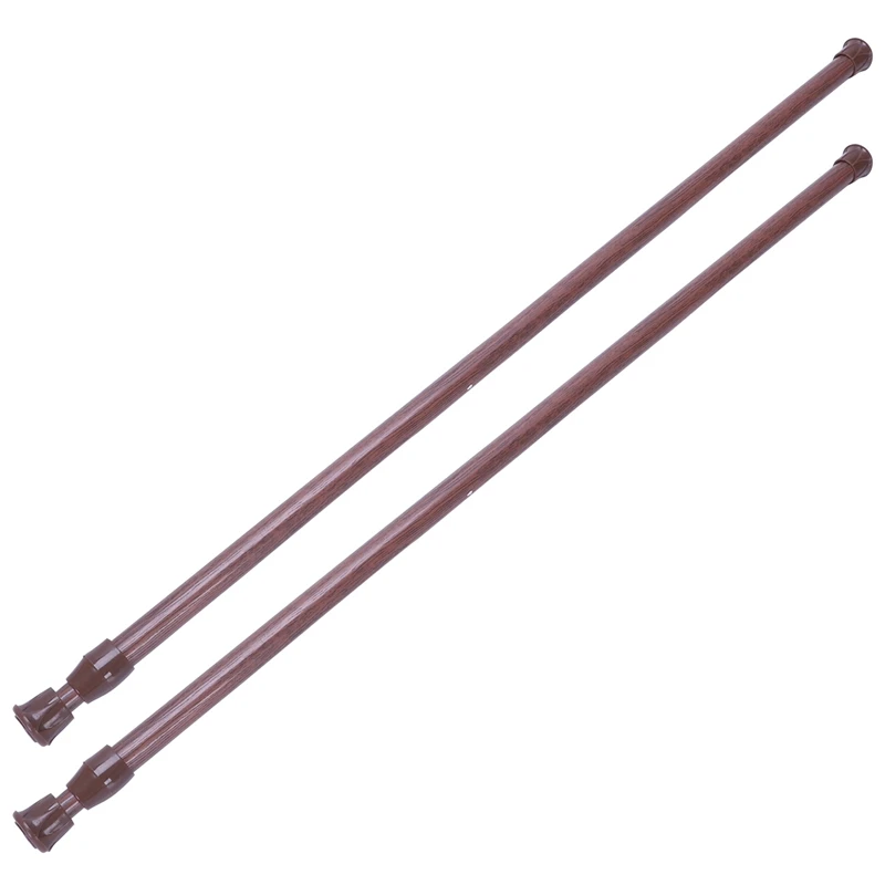 

Hot YO-2X Extendable Telescopic Spring Loaded Net Voile Tension Curtain Rail Pole Rods,55-90Cm,Wood Color