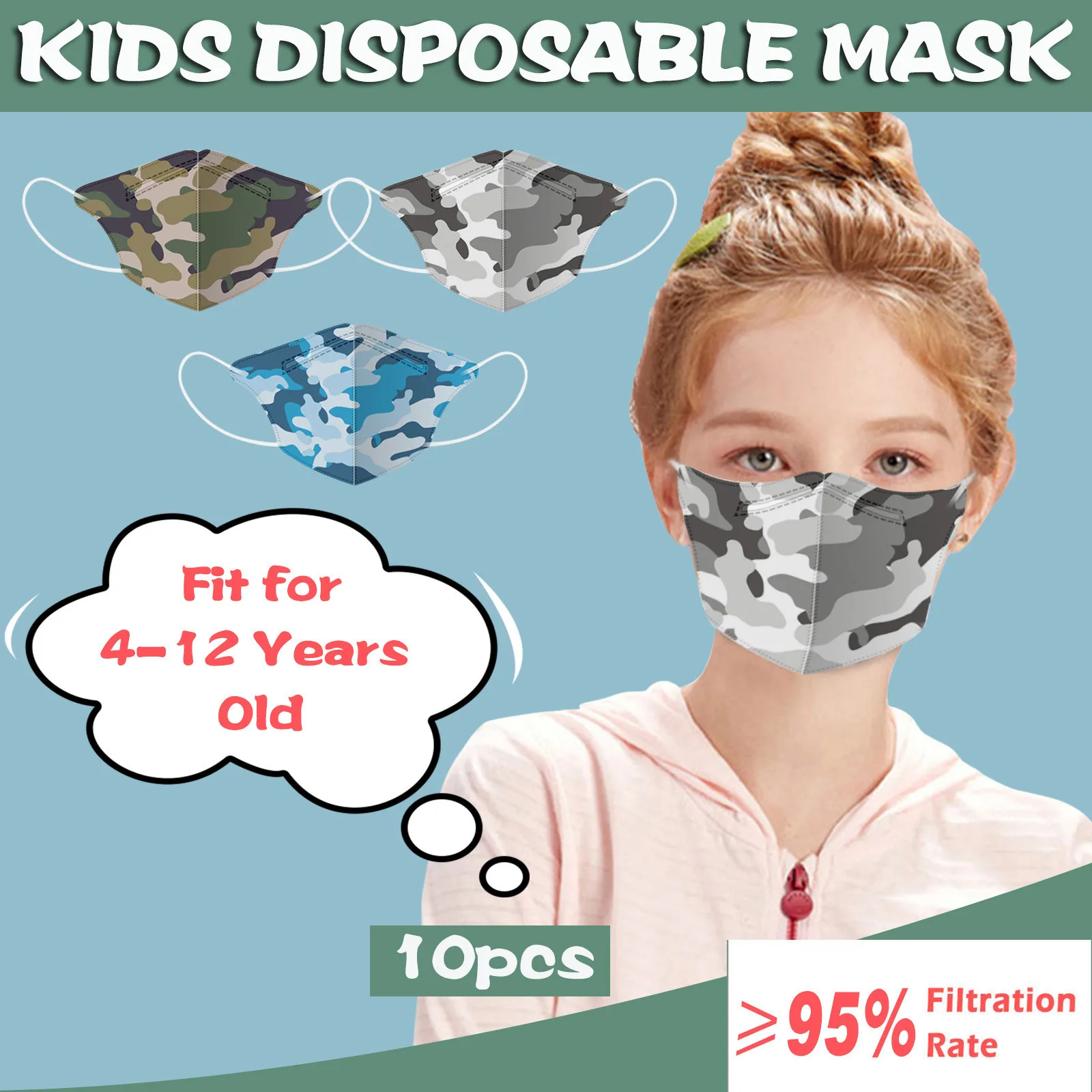 

Child Protection Face Masks Cartoon Print Adjustable Mascsrillas Filtro 4-layers Dustproof Maske For 4-12 Years No Decoration