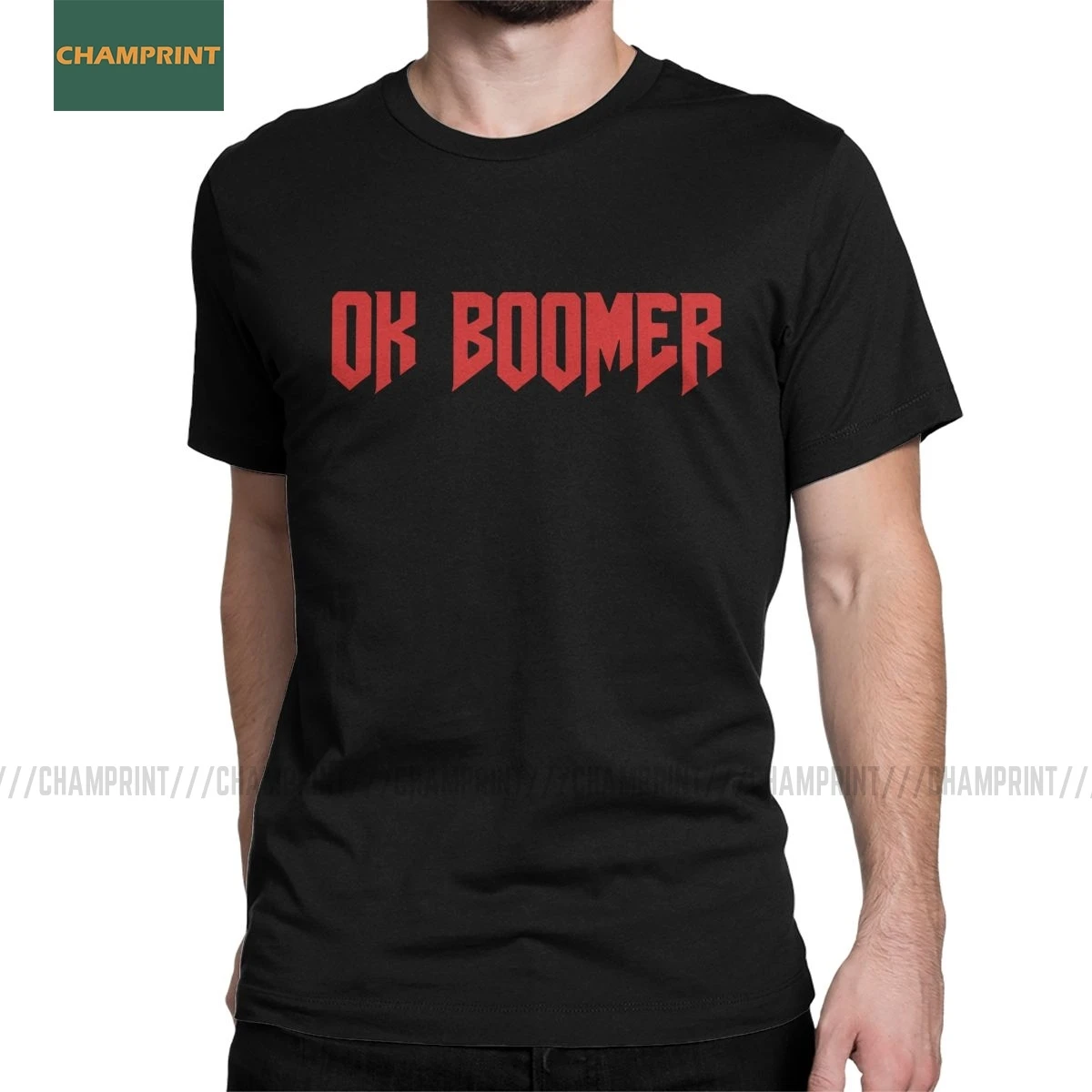 Мужские футболки OK Boomer DOOM из 100% хлопка Уникальные с круглым вырезом цитата
