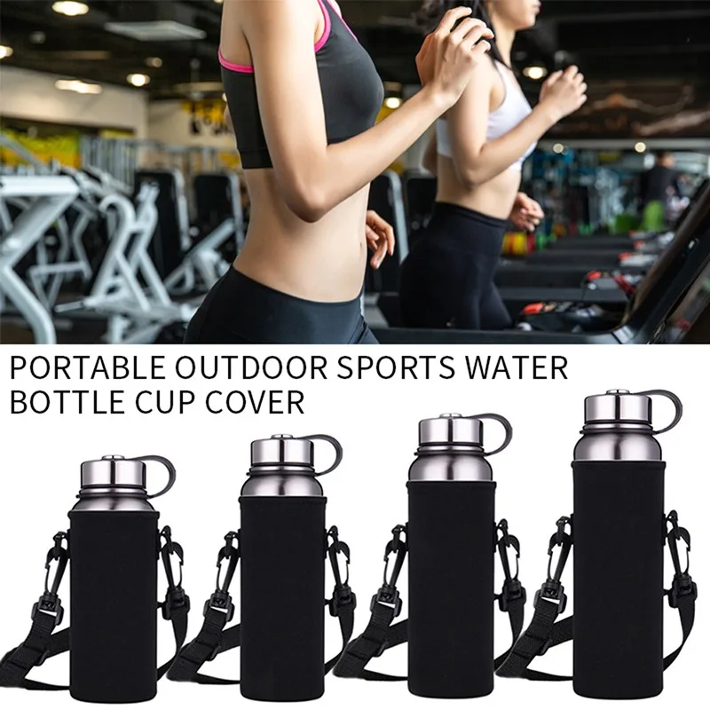 Stainless Steel Thermos Bottle Cup Holder Large Capacity Portable Strap Outdoor Vacuum Flask Insulated Military | Дом и сад
