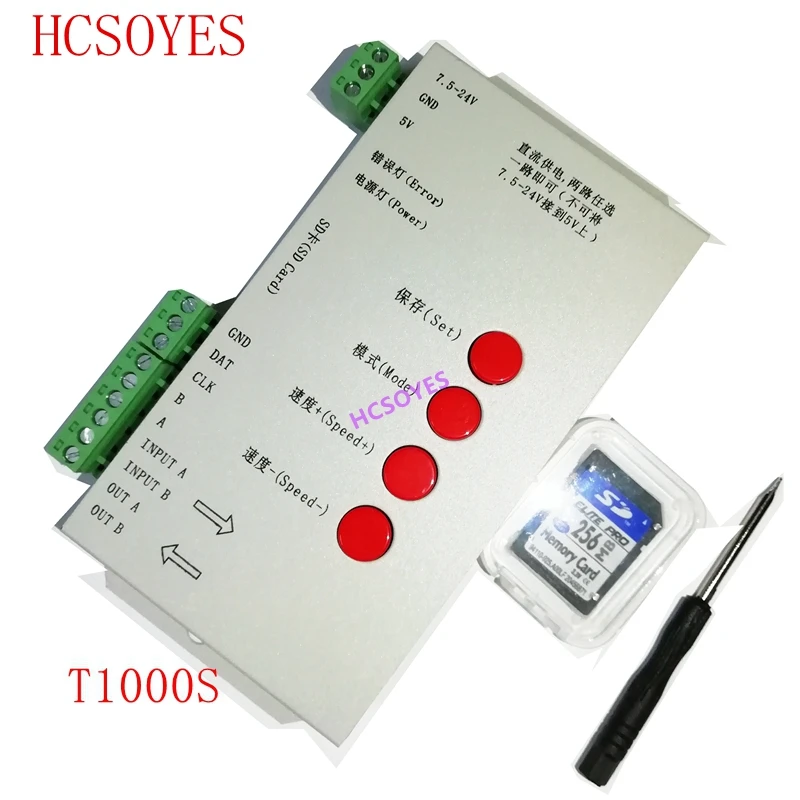 T1000S SD карты APA102 WS2801 WS2811 WS2812B LPD6803 DMX512 LPD8806 светодиодный 2048 Пиксели контроллер DC5~ 24V T-1000S RGB пульт дистанционного управления