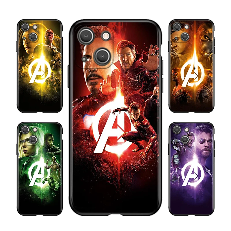 

Marvel Avengers Hero Cool For Apple iPhone 13 12 11 mini 8 7 6S 6 5 5S XS XR X SE 2020 Pro Max Plus Black Soft Phone Case