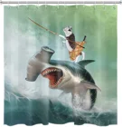 Забавная душевая занавеска от Ho Me Lili в комплекте, хиппи, кошка, верховой езды, странная Акула, рыбалка на океане, волнистое украшение для ванной комнаты с крючками