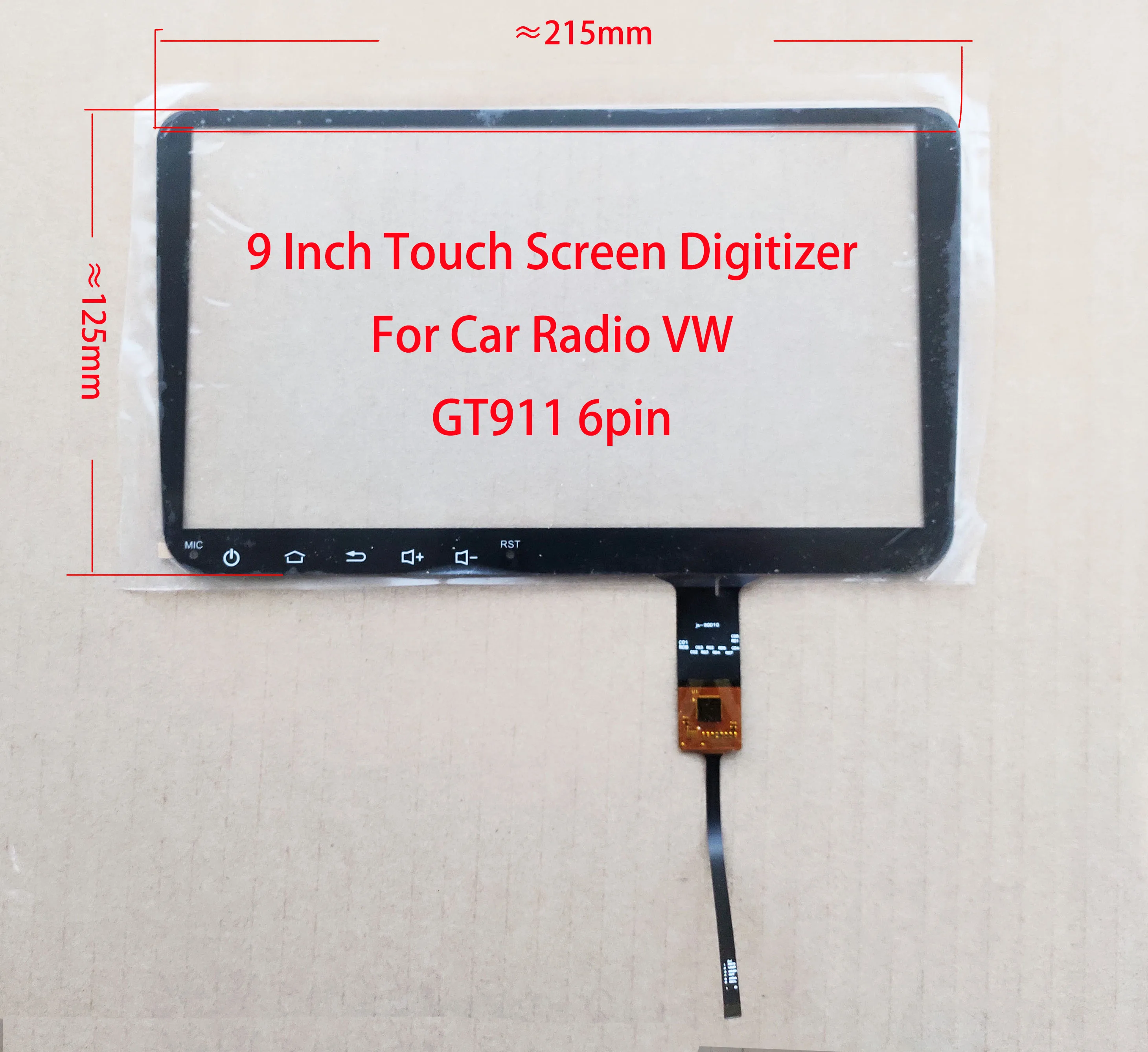 

9 Inch Capacitive Touch Screen Digitizer Sensor Hand Writer For Radio Polo Glof SKODA 215*125mm GT911 6Pin JX-90010 XCPG9.0-01