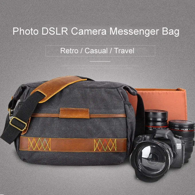 Винтаж Водонепроницаемый батик Брезентовая сумка для камеры на плечо фотокамеры