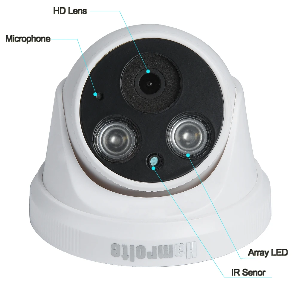 Hamrolte Onvif IP Камера 5MP купольная камера безопасности для помещений Внутренний микрофон nigthvision H.265 низкая хранения DC12V POE48V опционально