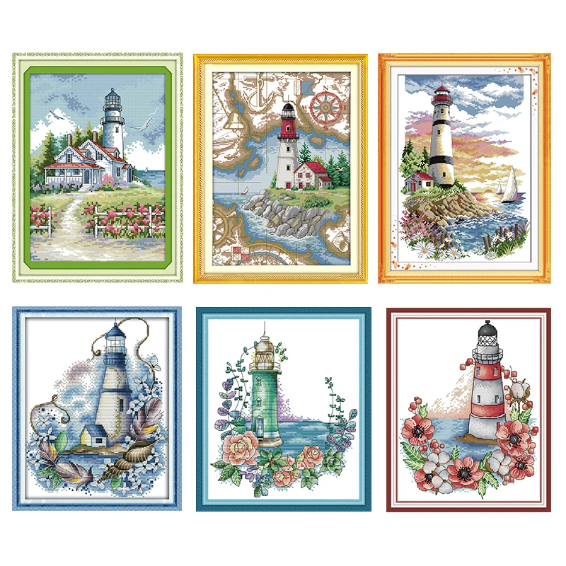 

Наборы для вышивки крестиком серии Маяк 11CT 14CT пейзаж Печатный узор рукоделие DMC подсчитанные аксессуары для вышивки Декор