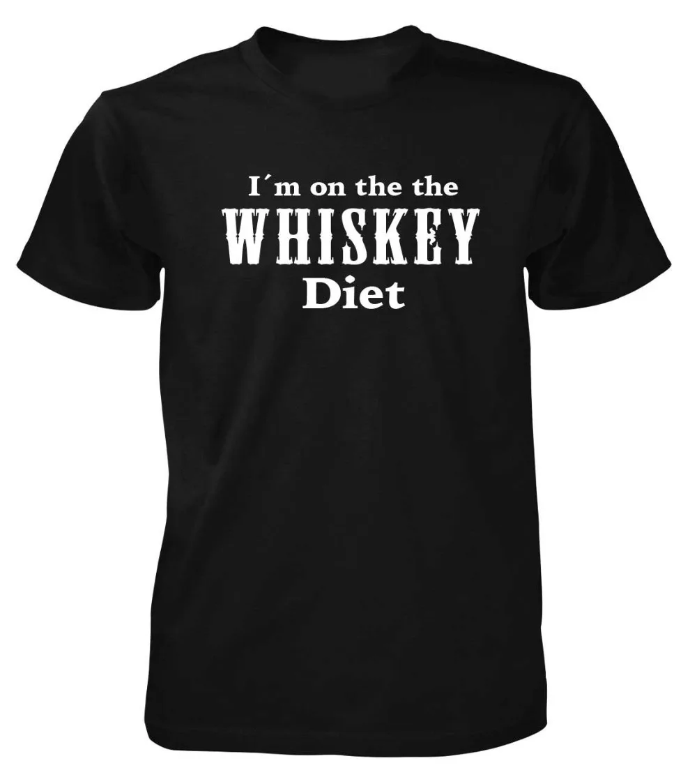 

Fashion Retro Summer Mens Print Hot Sale 100% cotton T-Shirt Fun Whiskey Diet T-Shirt casual Homme Tee shirt