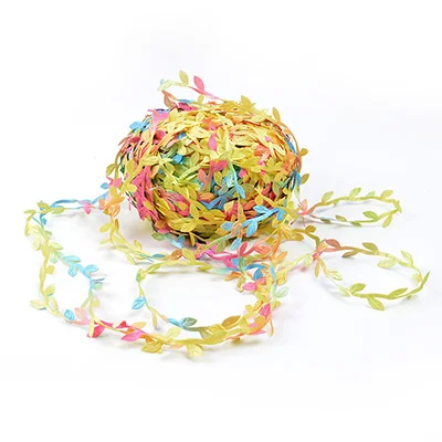color 5 м шелк в форме листа ручной работы искусственные зеленые листья DIY для свадебной коробки украшения листва ручной работы ремесло венок - Цвет: color