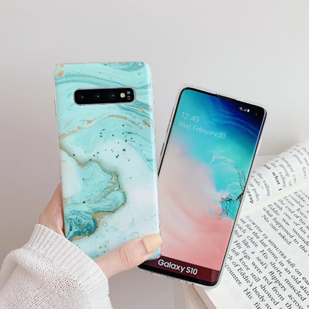Модный чехол для Samsung Galaxy S8 S9 P30 P20 Mate 20 S20 S10 Plus lite pro Ультра мраморный мягкий