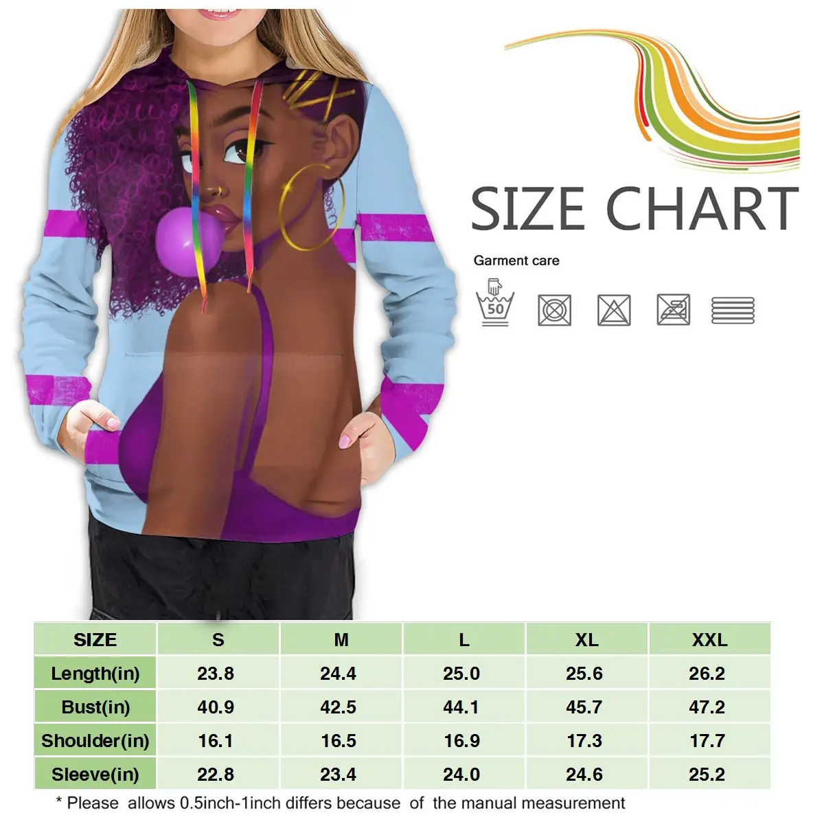 

All-Printed Women Hoodie 3DAfro Girls Print Black Sweatshirts Gothic Streetwear Pullovers Long Sleeve Hooded Outfits Dropship