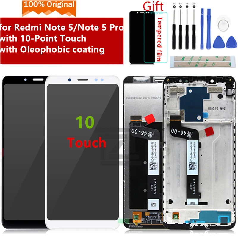 Для Xiaomi Redmi Note 5 Pro ЖК-дисплей 10 кодирующий преобразователь сенсорного экрана в сборе с рамкой для Redmi Note 5 ЖК-запчасти