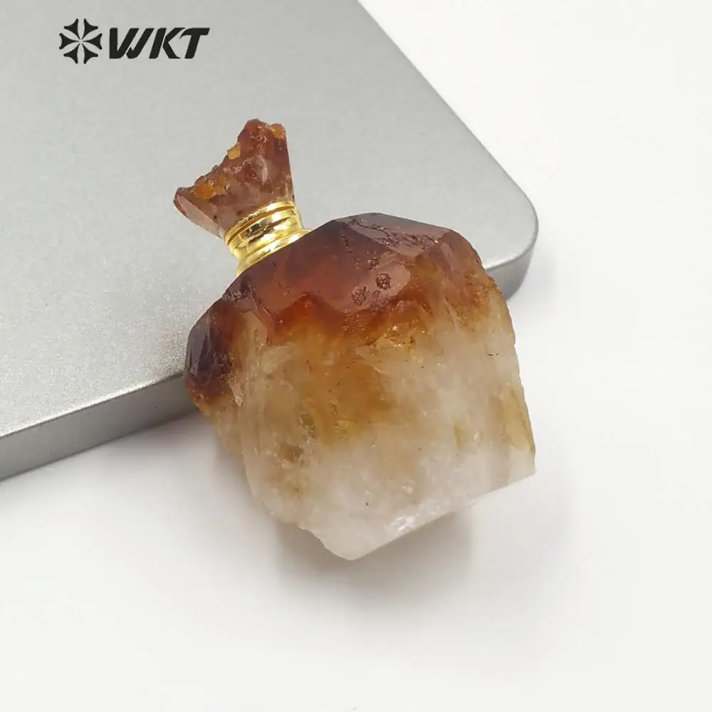 Big size WT-P1499 цельный большой модный желтый камень pe большой массивный необработанный камень флакон для духов Дамский портативный натуральный флакон для духов 1 шт - Окраска металла: Big size