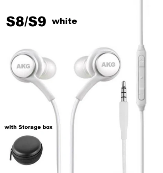 Наушники AKG черные eo IG955 3,5 мм/type-c в уши с микрофоном Проводная гарнитура для Galaxy samsung note10/note10+ S8 S9 s10 смартфон - Цвет: S8 S9 white with box