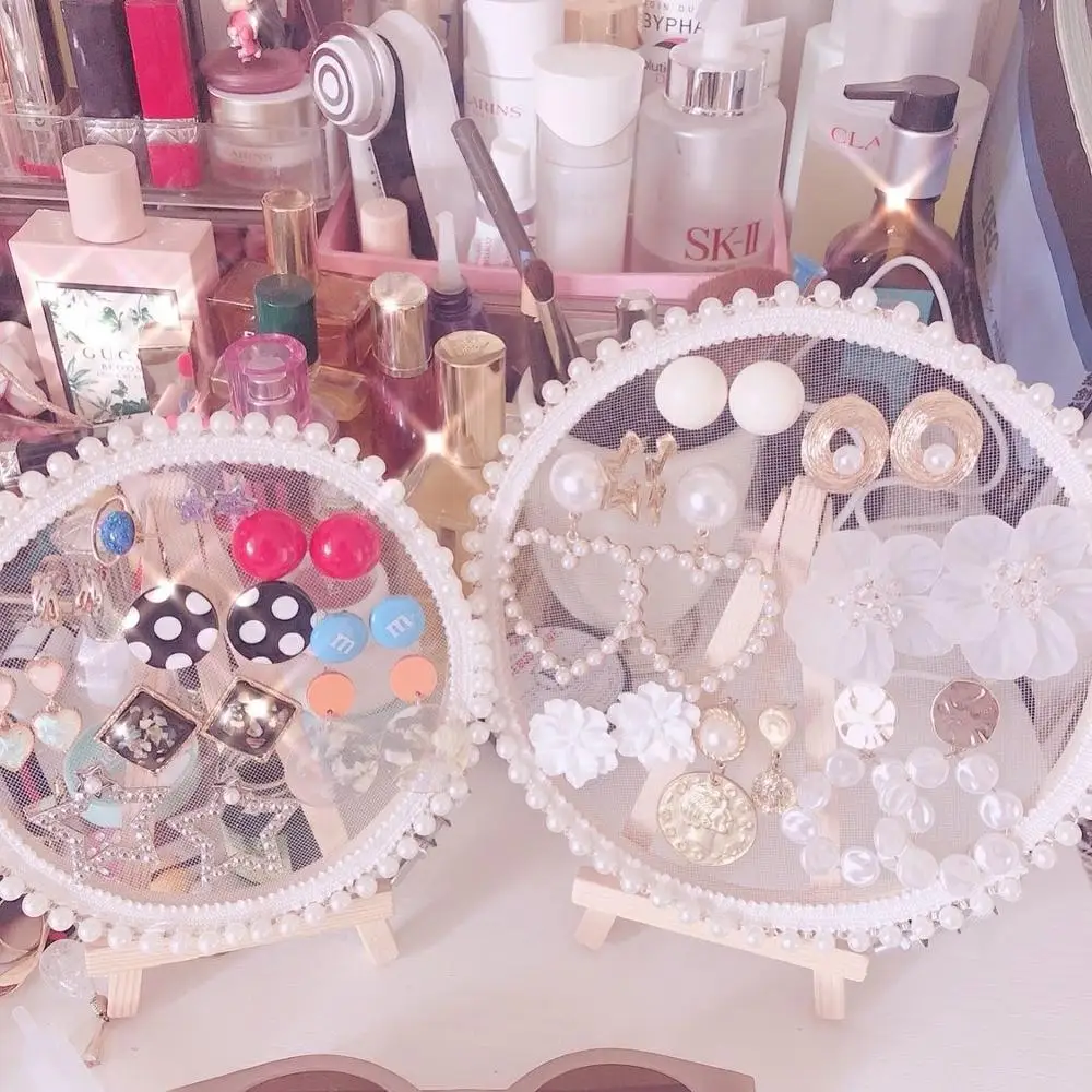 

Lace Jewelry Collection Earrings Stud Display Rack Creative Table Top Solid Wood Shelf