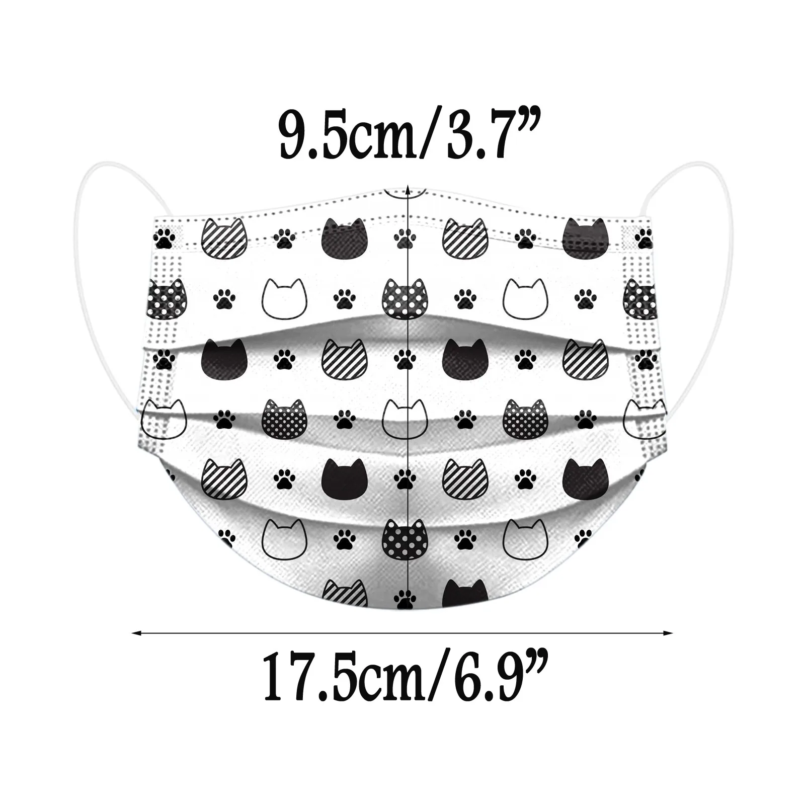 50 шт. одноразовая маска для лица с принтом кота дышащая 3 слоя слоев фильтр