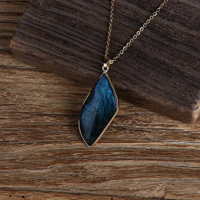 Ожерелье из натурального Лабрадорита для мужчин и женщин модные кулоны ручной