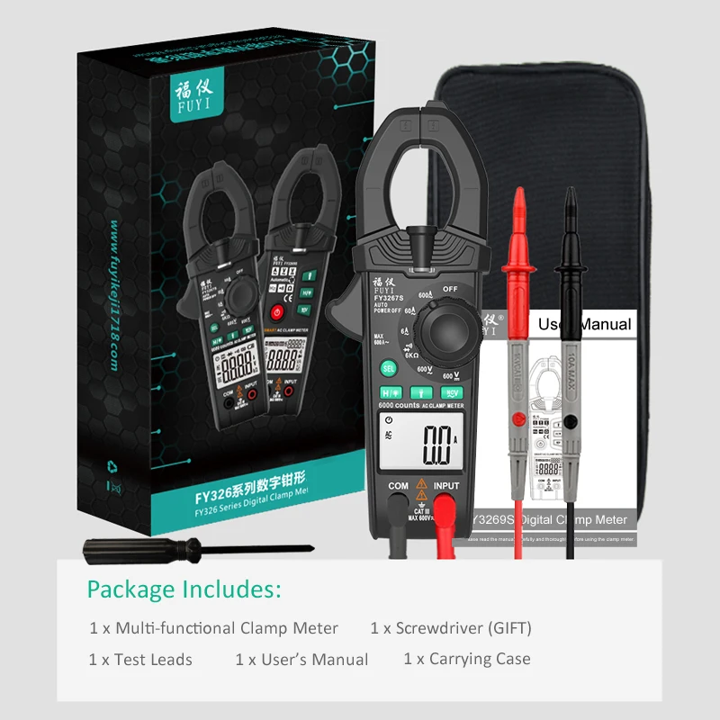 

Digital Clamp Meter Multimeter Current Clamp Meter NCV Current Clamp Pincers Voltmeter Ammeter 600A AC/DC Ohm Voltage Tester