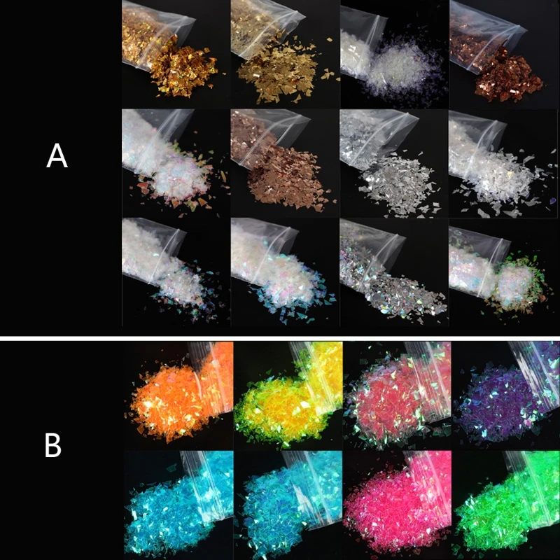 

L5YD Colorful Shell Sugar Paper Pieces Flashing Resin Decor Fiilers UV Epoxy Resin Mold Jewelry Fillings Jewelry Making 10g