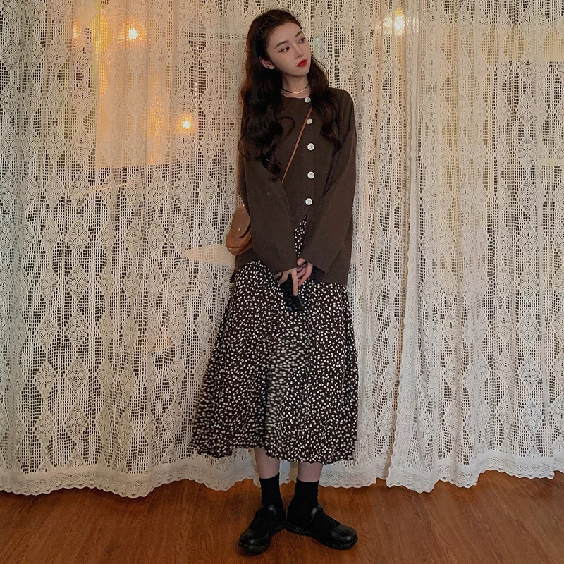 

Платье Kikyou, Женский дизайнерский нишевой свитер во французском стиле, осенне-зимний костюм с юбкой, жареное уличное платье, осенний костюм и...