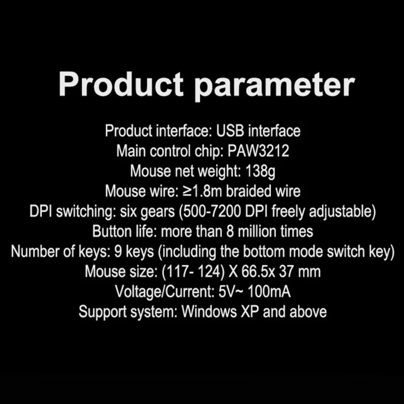 

Wired Gaming Mouse 7200Dpi RGB Light Luminous USB Mouse with Bottom Independent Button for Computer