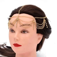 bohemia ethnic gold cross forehead chain rhinestone hair accessories for women bridal wedding tiara headdress hairband jewelry