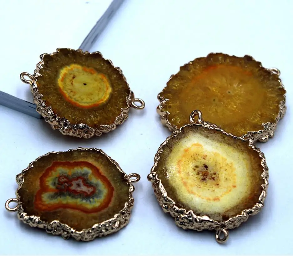 Натуральный Камень Золото Хризантема белый Агаты кварц кристалл кулон для diy