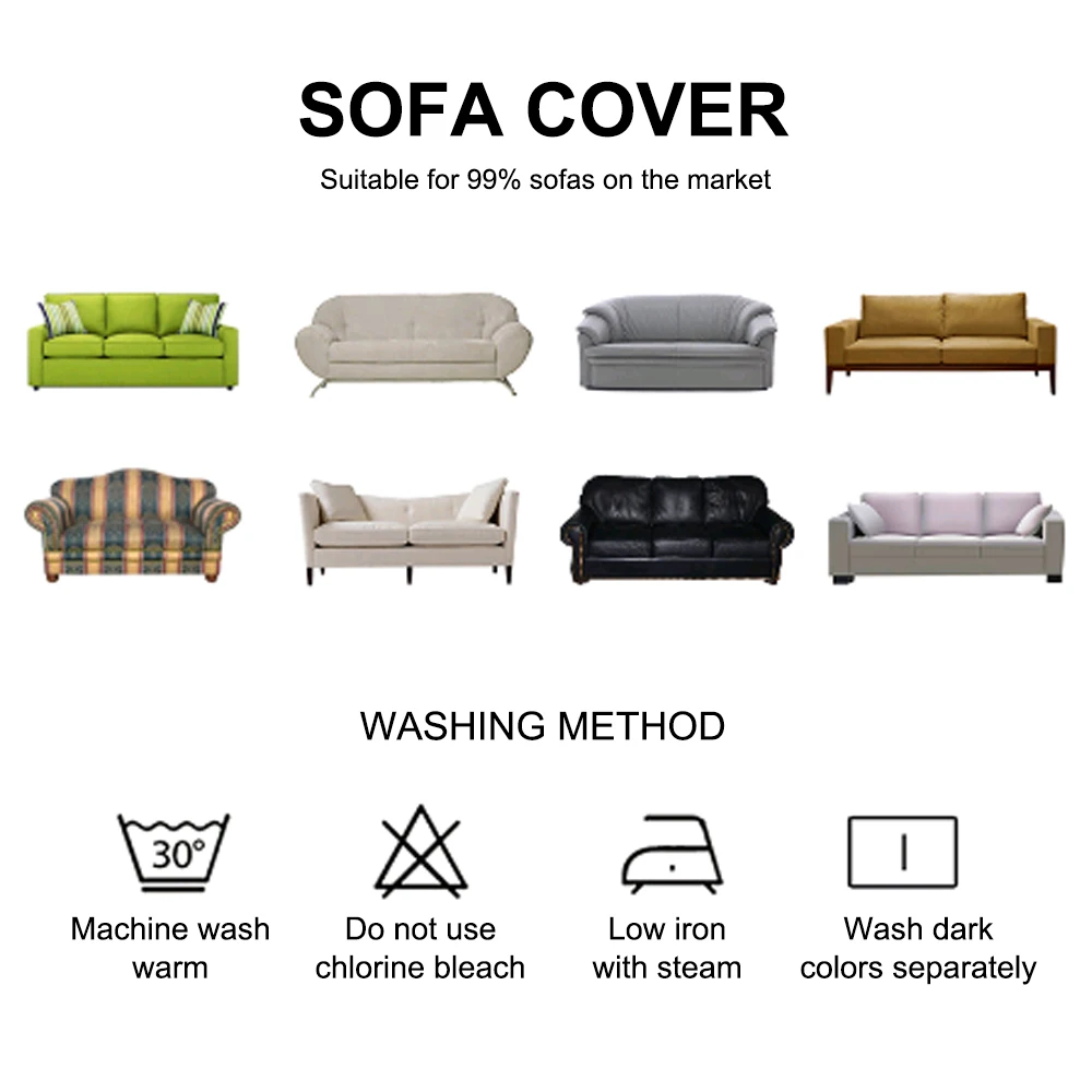 

Sofa Cover Couch Jacquard Slipcovers Seat Printed Set Extensible Slip-Resistant Cheap Plaid Removable Washable Corner Decoration