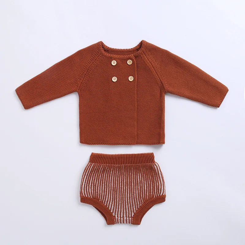 

Sweet Ins Baby Girls Candy Color Crochet Knitted Rompers Tops and PP Pants 2pcs Sets Sprint Autumn Toddler Kids Clothes
