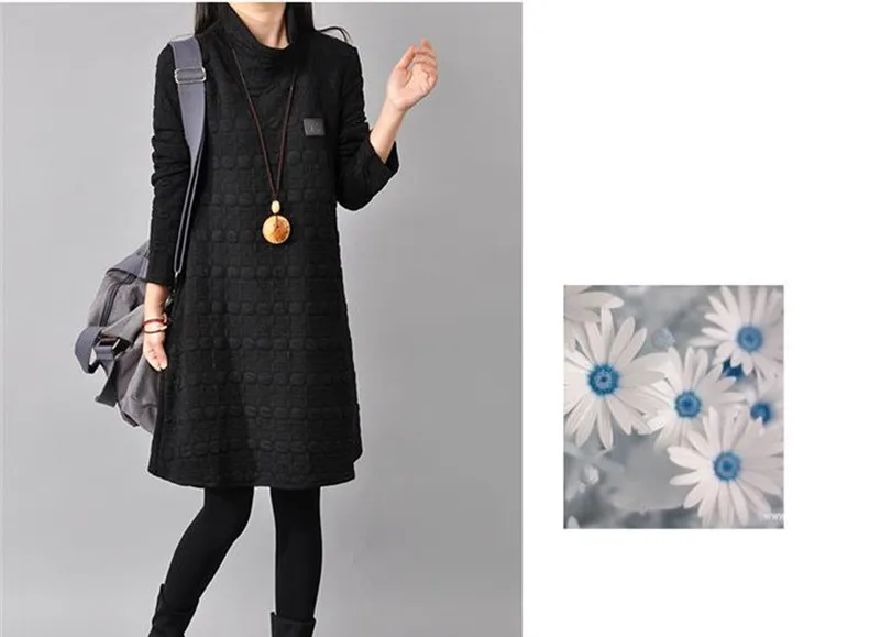 Женское Хлопковое платье свободного покроя с высоким воротником | Женская одежда