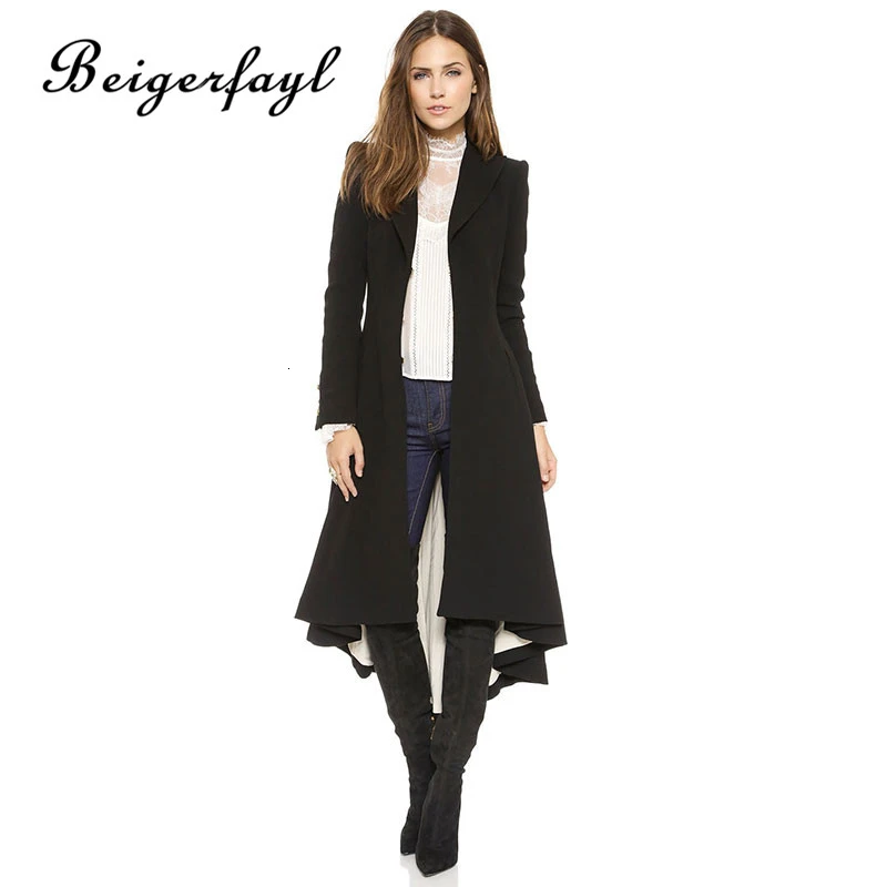 Beigerfayl 2019 длинные шерстяные Casaco Corta Vento Feminino черные пальто Preto Abrigo Negro Mujer Manteau Femme