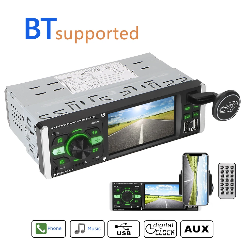 

Автомагнитола, видеоплееры, аудио, стерео приемник 1 Din, HD экран 4,1 дюйма, MP5 Bluetooth 4,2 ISO, дистанционное управление, многоцветная TF USB зарядка