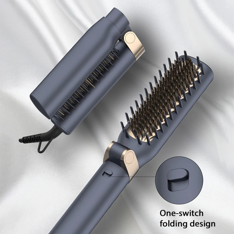 

Foldable Hair Straightener Combs Portable Electric Hair Straightening Comb PTC Heat Tourmaline Ceramics Brushes Flat Irons