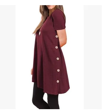 

Women's European and American new style short-sleeved irregular skirt buttons Dresses women summerWomen Dresses summer Vestidos