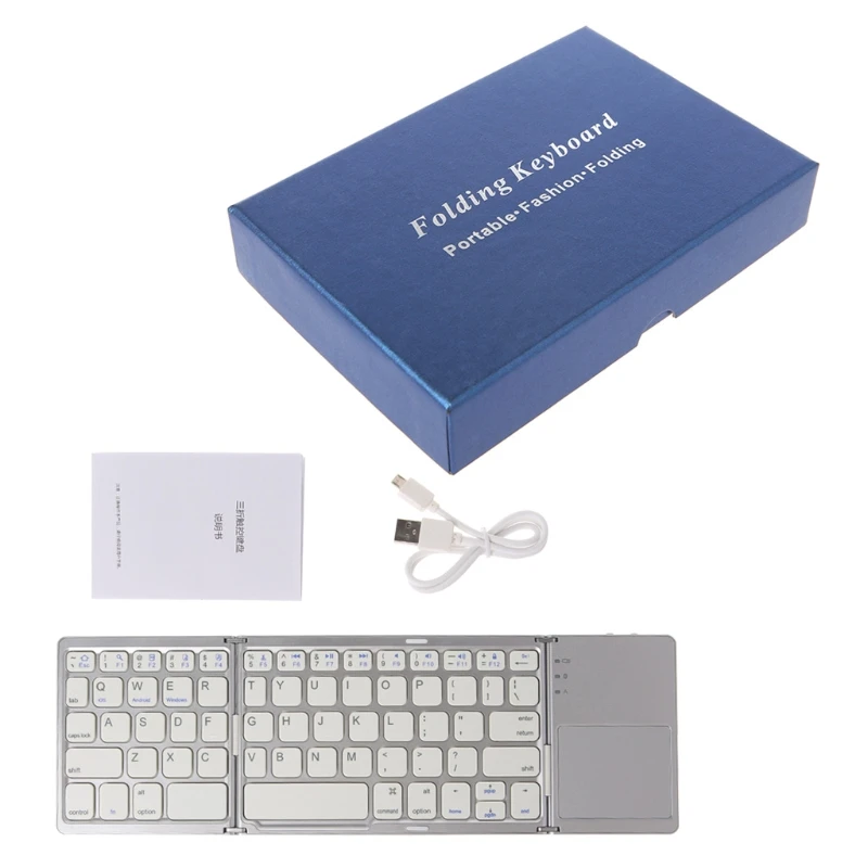 

Mini Twice Folding Bluetooth-compatible Wireless Keyboard Touchpad For Phone Tablet Desktop