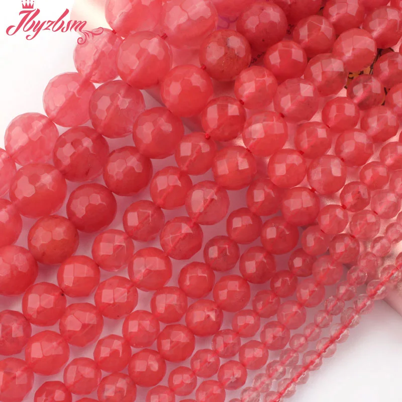 Круглый граненый розовый стеклянный арбузный драгоценный камень диаметром 15