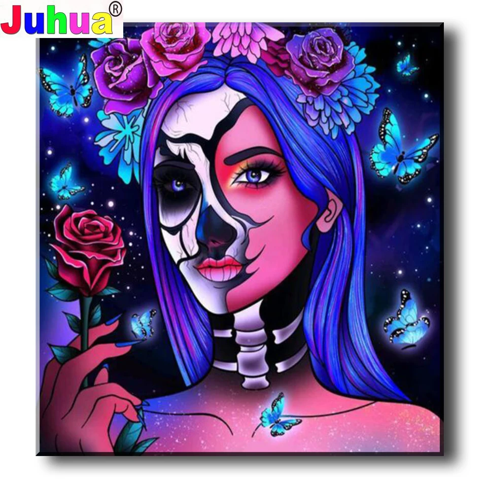 

Набор для алмазной мозаики 5D "сделай сам", картина с изображением знаменитостей, черепа, квадратных и круглых страз