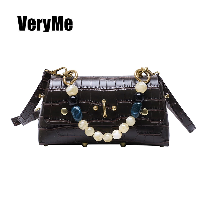 

VeryMe 2021 Elegant Female Mini Pearl Tote Pack New Leather Women Designer Handbag Ladies Korean Crossbody Bags Sac A Main Femme
