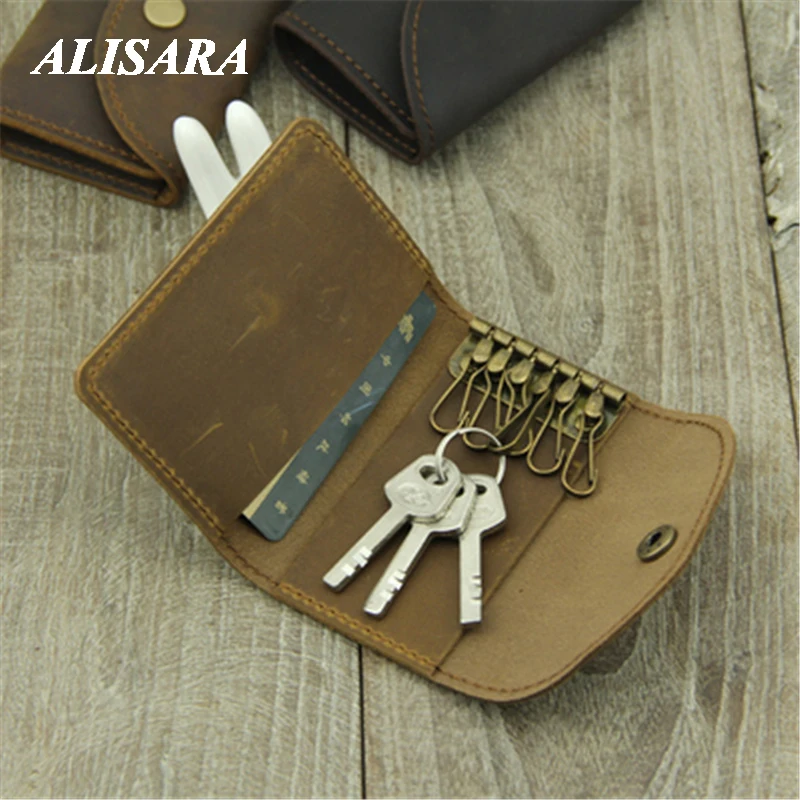 Винтажный брелок из воловьей кожи чехол Дамский натуральной череп ключ кошелек