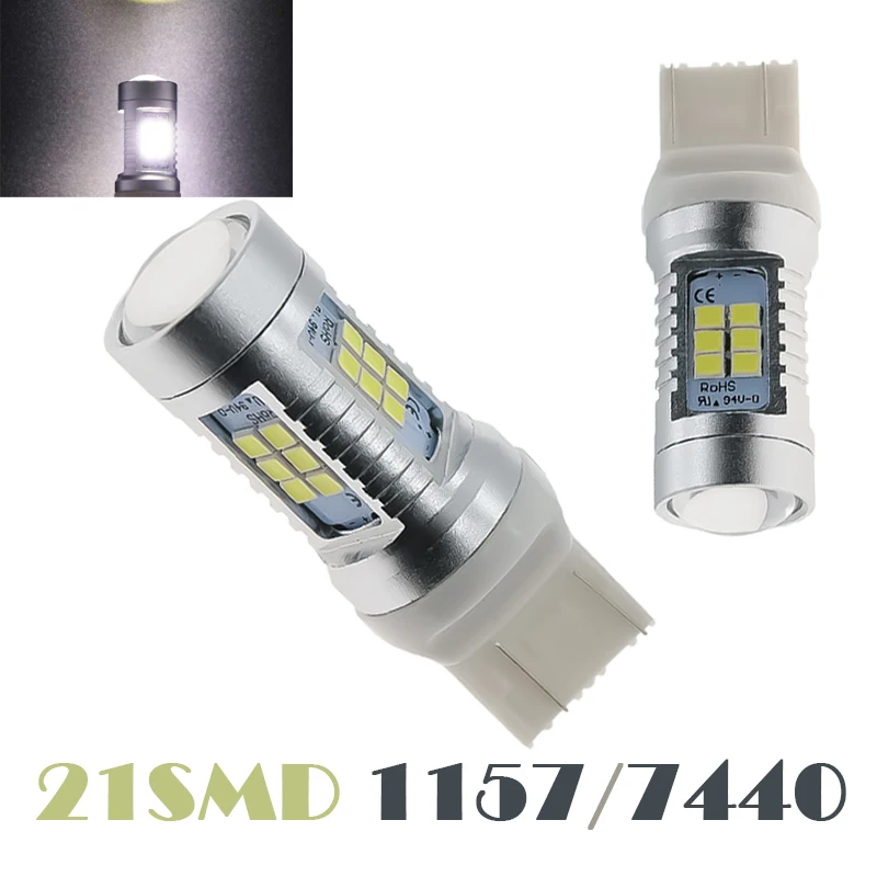 

2pcs 12-24V P21W 1156 BA15S BAU15S PY21W Canbus Car Bulb 2835 21SMD LED Auto Reverse DRL for Skoda A5 Audi A4 car led light