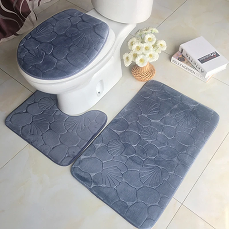 

3 шт./набор, фланелевый впитывающий нескользящий коврик для ванной