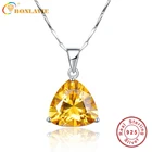 BONLAVIE 100% Серебро 925 пробы кулон ожерелья с желтым цитрином кулон камень лучший подарок для девушки другу Свадебные ювелирные изделия